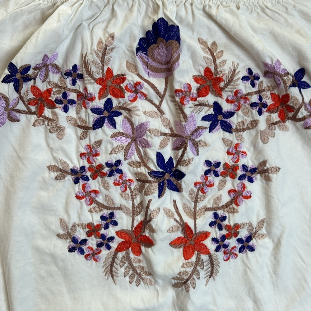 Free People Off Shoulder Embroidered 100% Cotton Dress w/Pockets | Size Small - Picture 5 of 11